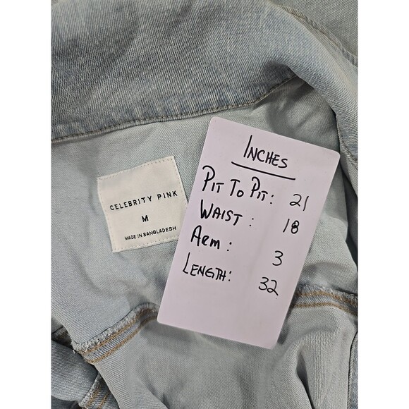 Celebrity Pink Shorts One Piece Jumpsuit Womens Med Romper Denim Jumper Stretch - Picture 5 of 7